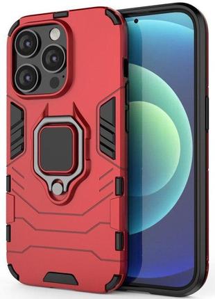 Чехол fiji ring для apple iphone 14 pro бронированный бампер с кольцом подставкой красный