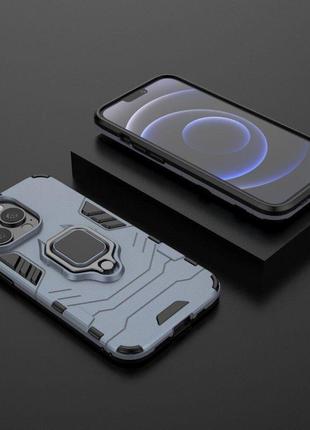 Чехол fiji ring для apple iphone 13 pro max бронированный бампер с кольцом темно-синий4 фото