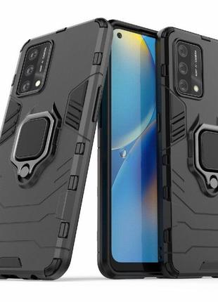 Чехол fiji ring для oppo a95 бронированный бампер с кольцом черный