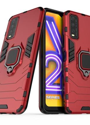 Чехол fiji ring для vivo y20 / y20i бронированный бампер с кольцом красный