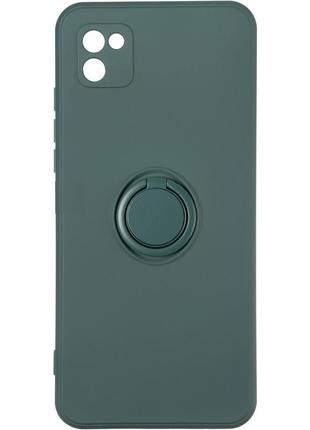 Чохол fiji holder ring для samsung galaxy a03 (a035) бампер накладка з підставкою dark green