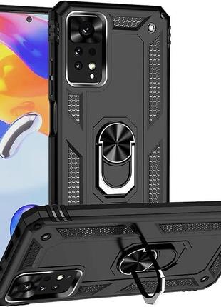 Чохол fiji defence для xiaomi redmi note 12 pro 4g захистний бампер з кільцем підставкою black