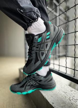 Asics gel-venture 6 "black/green"3 фото