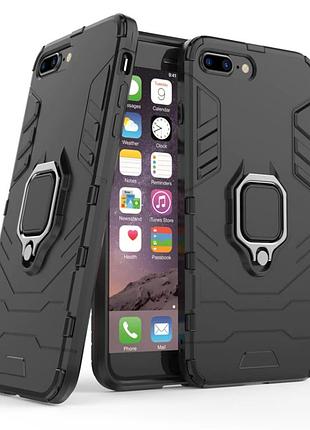 Чехол ring case для apple iphone 8 plus бронированный бампер с кольцом черный