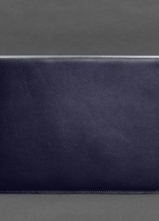 Набор кожаный темно-синий косметичка, чехол для ноутбука7 фото