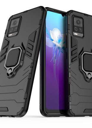 Чехол fiji ring для vivo v20 бронированный бампер с кольцом черный