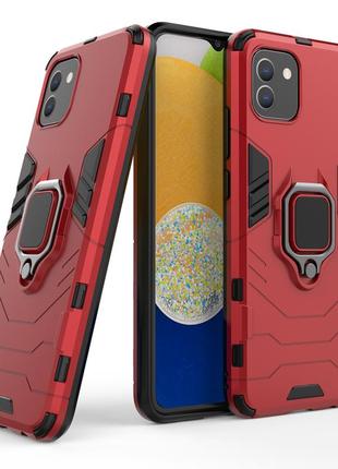 Чехол fiji ring для samsung galaxy a03 (a035) бронированный бампер с кольцом подставкой красный