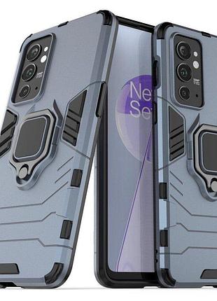 Чохол fiji ring для oneplus 9rt 5g броньований бампер з кільцем підставкою темно-синій