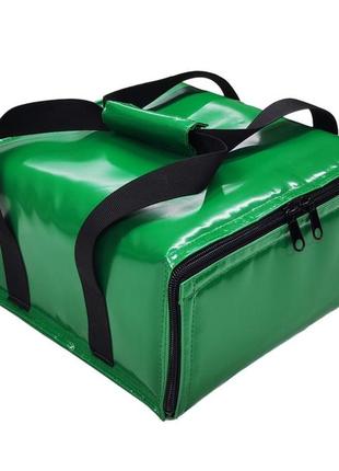 Термосумка для доставки пиццы зеленая застёжка молния пвх