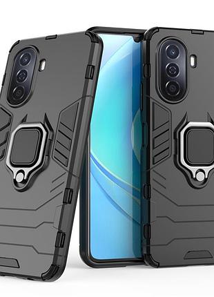 Чехол fiji ring для huawei nova y70 / y70 plus бронированный бампер с кольцом подставкой черный