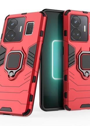Чохол fiji ring для realme gt3 броньований бампер з кільцем підставкою червоний