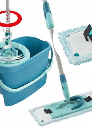 Набор для уборки ведро 6 литров и плоская швабра 33 см leifheit "clean twist m ergo...