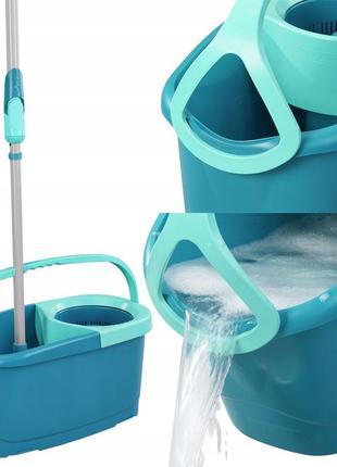 Набор для уборки ведро 6 литров и плоская швабра 33 см leifheit "clean twist m ergo...