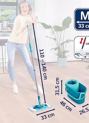 Набор для уборки ведро 6 литров и плоская швабра 33 см leifheit "clean twist m ergo...