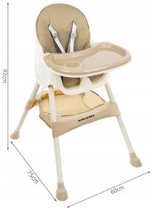 Детский стульчик 3в1 для кормления ребенка с 5-точечным ремнем безопасности kruzzel (12060)10 фото