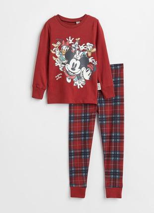 4-6 р 104-116 см h&m новий фірмовий трикотажний комплект костюм піжама mickey mouse міккі маус