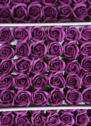 Мыльная роза насыщенно-фиолетовая для создания роскошных неувядающих букетов и композиций из мыла