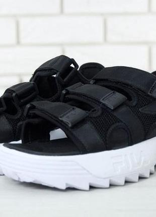 Fila sandals black white, женские сандалии (36рр - 44рр) caндалы флила чёрны5 фото