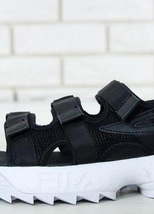 Fila sandals black white, жіночі сандалі (36рр - 44рр) cандали фила чёрные6 фото
