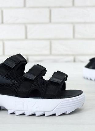 Fila sandals black white, жіночі сандалі (36рр - 44рр) cандали фила чёрные7 фото