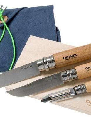 Набор кухонных ножей 3 предмета + доской opinel (опинель) "nomad cooking kit" (002177) нержавеющая сталь