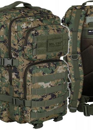 Тактичний рюкзак 36 літрів із системою molle 25 мм mil-tec від sturm "assault l" (14002271) digital woodland