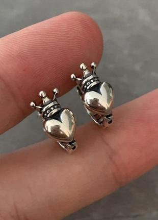 Серьги серебро silver original стильные маленькие сердечки