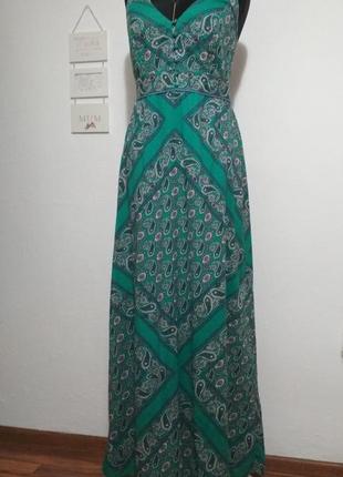 Фирменное длинное котоновое платье турецкие огурцы роскошный принт пейсли4 фото
