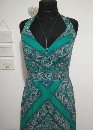 Фирменное длинное котоновое платье турецкие огурцы роскошный принт пейсли5 фото