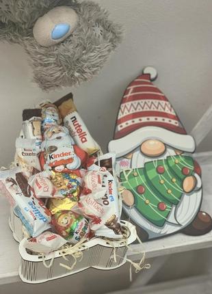 Подарунок дитині новорічний гномик з солодощами kinder maikinbaby (pk5463kin)2 фото