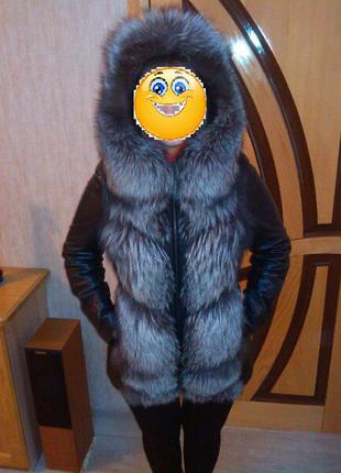 Кожаная куртка демисезон чернобурка трансформер