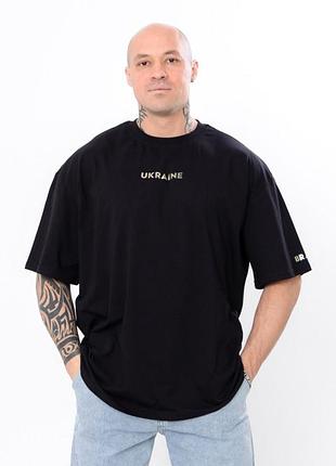 Чорна патріотична футболка оверсайз чоловіча з патріотичним принтом ukraine