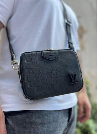 Мужская кожаная сумка через плечо луи витон стильная louis vuitton, хорошие мужские сумки удобные5 фото