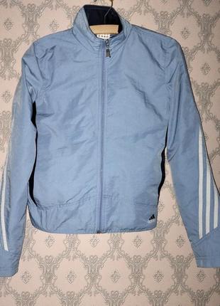 Жіноча спортивна куртка вітровка кофта синя блакитна adidas вінтаж
