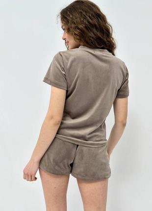 Велюровый комплект тройка . велюровый халат и пижама. велюровый халат футболка шорты8 фото