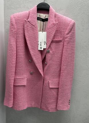 Твидовый жакет пиджак zara