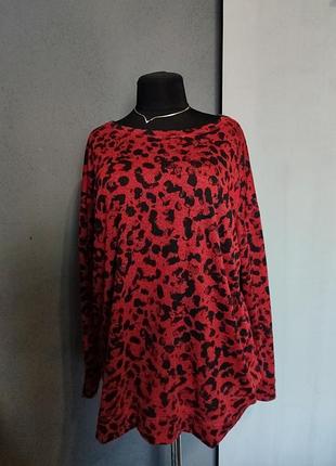 Кофта джемпер красно- черная батал