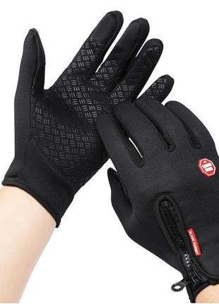 Жіночі зимові рукавички windstopper сенсорні, рукавички на флісі в чорному велоперчатки