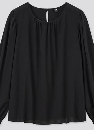 Непревзойденная блузка чёрного цвета свободного кроя uniqlo, молниеносная отправка