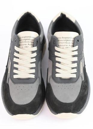 Стильні якісні чорно-сірі комфортні чоловічі кросівки весняні,осінні,шкіряні,натуральна шкіра5 фото