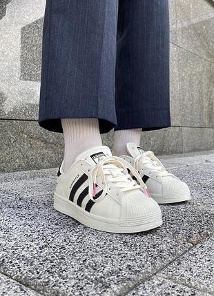 Купити класичні суперстар adidas superstar cream/black/pink