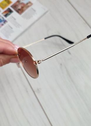 Очки коричневые солнцезащитные овалы, солнечные очки узкие женские мужские коричневая линза овал3 фото