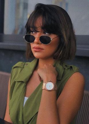 Очки коричневые солнцезащитные овалы, солнечные очки узкие женские мужские коричневая линза овал5 фото