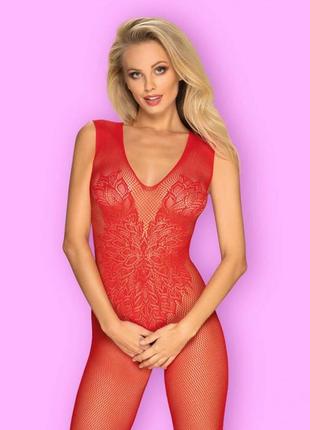 Bodystocking n112 red obsessive червоне боді з сітки6 фото