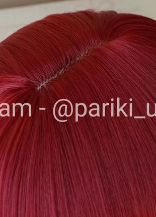 Короткая красная парика, каре, с чёлкой, цветная новая, парик4 фото