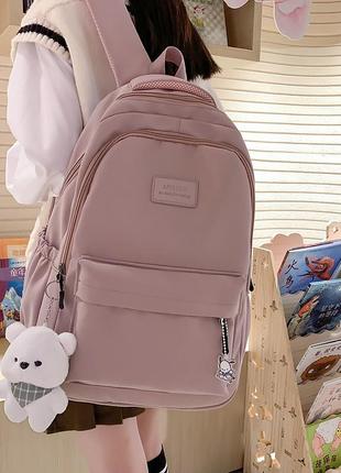 Рюкзак lesko 633227 pink 20-35l з брелоком підлітковий рожевий4 фото