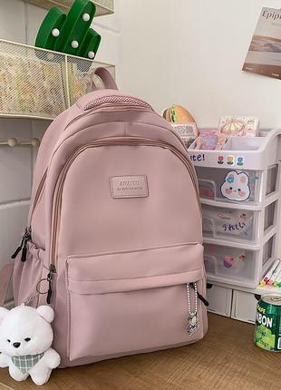 Рюкзак lesko 633227 pink 20-35l с брелком подростковый розовый 7шт7 фото