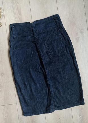 Коттоновая юбка миди джинсовая синяя юбка миди6 фото