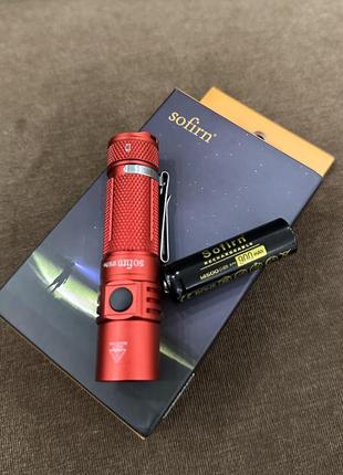Sofirn sp10 pro красный мощный edc ручной мини-фонарик 900 люмен 119м + акб
