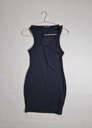 Плаття в рубчик чорне міні3 фото
